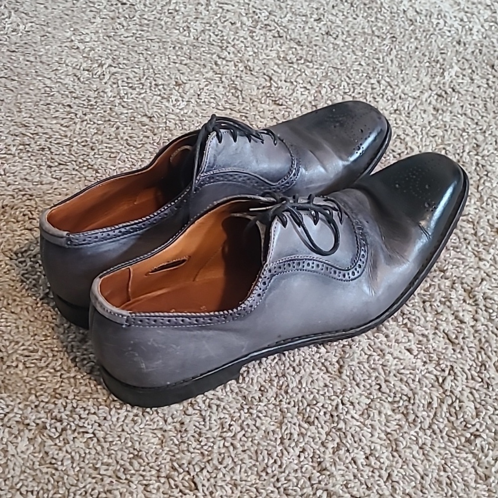 GUC Allen Edmonds Cornwallis Gray Black Leather Dress Shoes Oxfords Men 14B - Picture 3 of 9